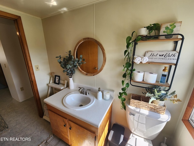 1865 Campground Rd, Clarkrange, TN 38553 - bathroom featuring vanity and crown molding