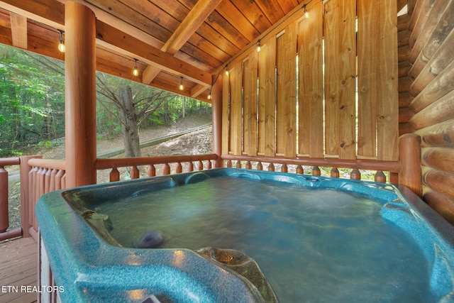 3319 Covered Bridge Way, Sevierville, TN 37862 - wooden terrace featuring a hot tub