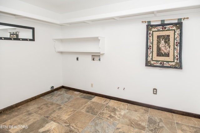 146 Lake Hills Dr, Oak Ridge, TN 37830 - laundry room featuring stone tile floors, washer hookup, and electric dryer hookup