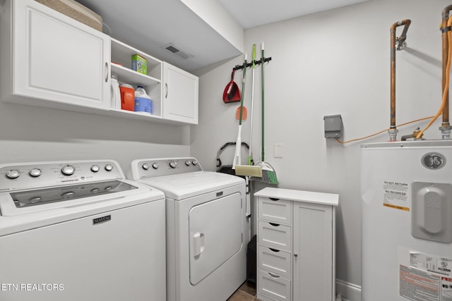 1132 Connecticut Ave, Knoxville, TN 37921 - washroom with electric water heater, cabinet space, and separate washer and dryer