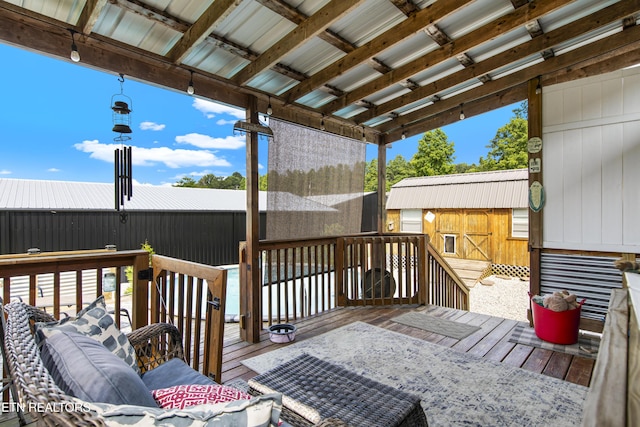 155 Kay Springs Cir, Jacksboro, TN 37757 - wooden deck featuring an outdoor structure