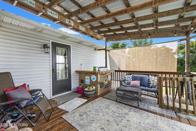 155 Kay Springs Cir, Jacksboro, TN 37757 - wooden terrace featuring outdoor lounge area