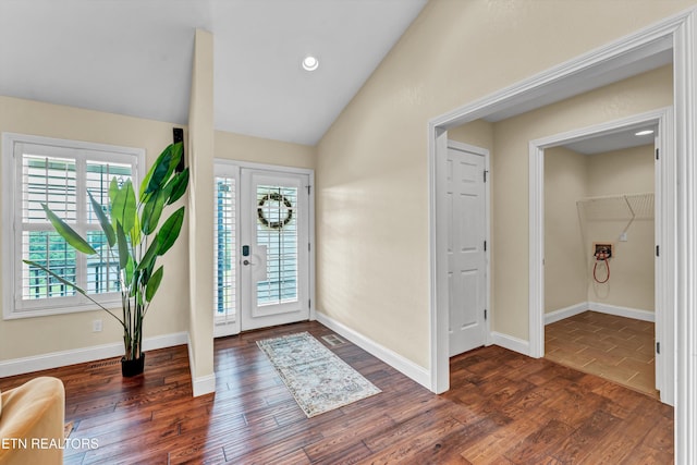 235 Jessie Ln, Lenoir City, TN 37772 - foyer with lofted ceiling, dark wood-style floors, and recessed lighting