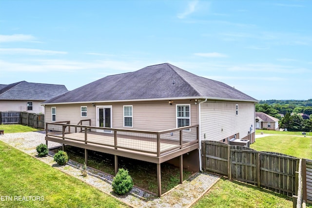 235 Jessie Ln, Lenoir City, TN 37772 - back of property featuring a deck, a fenced backyard, a shingled roof, and a gate