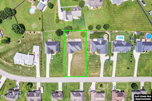 235 Jessie Ln, Lenoir City, TN 37772 - aerial overview of property's location featuring property parcel outlined and nearby suburban area