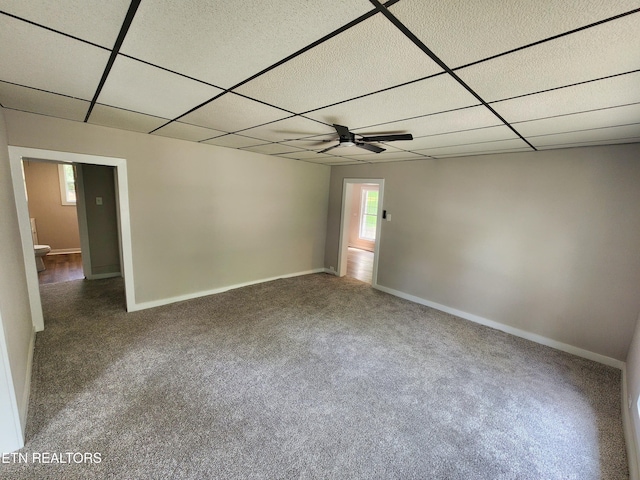 918 5th St, Jellico, TN 37762 - spare room with a paneled ceiling, carpet flooring, and ceiling fan