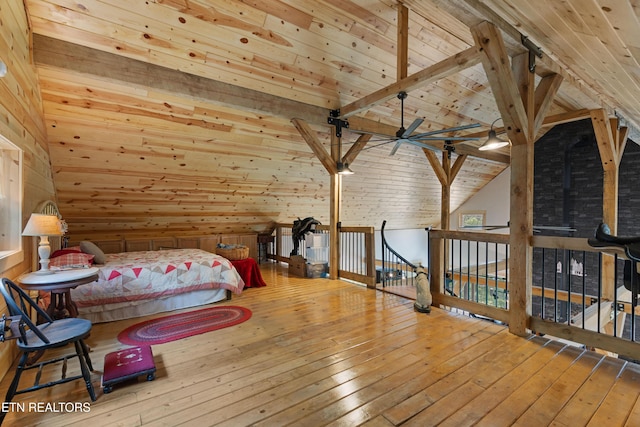 187 Persimmon Ln, Pioneer, TN 37847 - bedroom with hardwood / wood-style floors and wooden ceiling