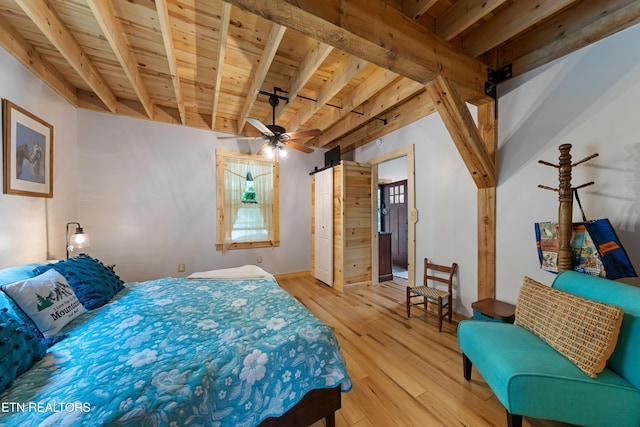 187 Persimmon Ln, Pioneer, TN 37847 - bedroom with a wooden ceiling with exposed beams and light wood finished floors