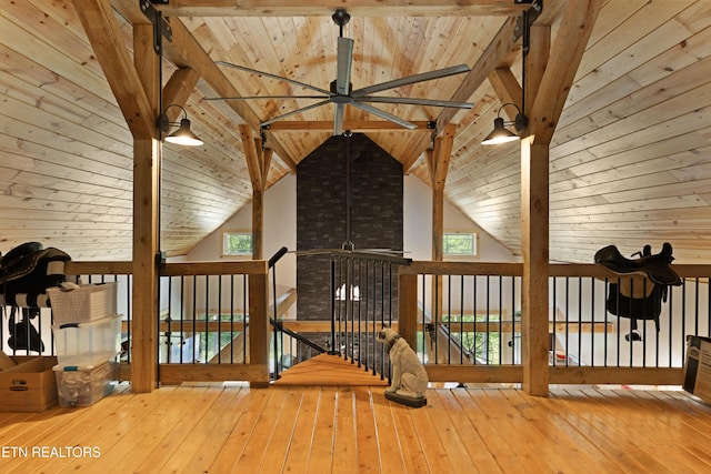 187 Persimmon Ln, Pioneer, TN 37847 - bonus room featuring a ceiling fan, wood ceiling, healthy amount of natural light, and wood-type flooring