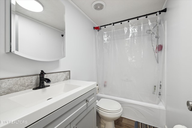 1309 Elm Village Ct, Dandridge, TN 37725 - full bath with vanity, wood finished floors, and shower / bathtub combination with curtain
