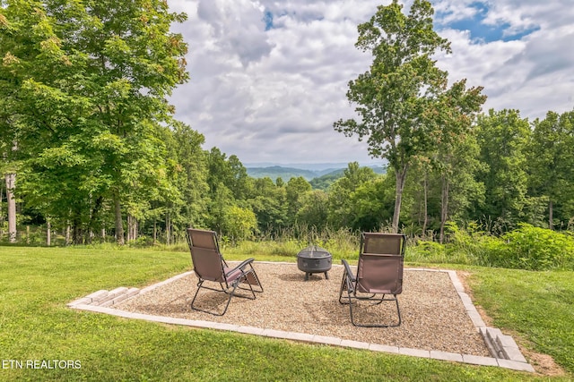 1820 Locust Grove Rd, New Tazewell, TN 37825 - view of grassy yard with an outdoor fire pit and a view of trees