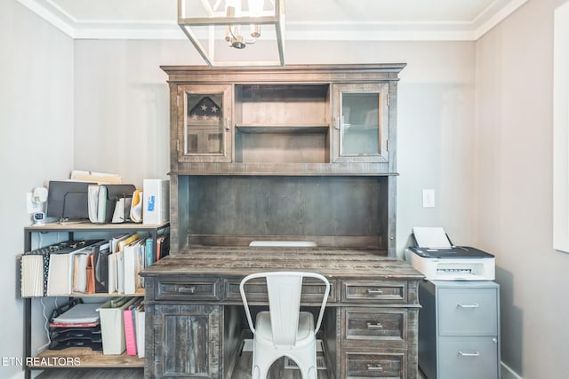 1820 Locust Grove Rd, New Tazewell, TN 37825 - office area featuring crown molding and wood finished floors
