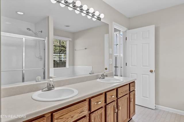 1670 Maremont Rd, Knoxville, TN 37918 - bathroom with double vanity and a shower with shower door
