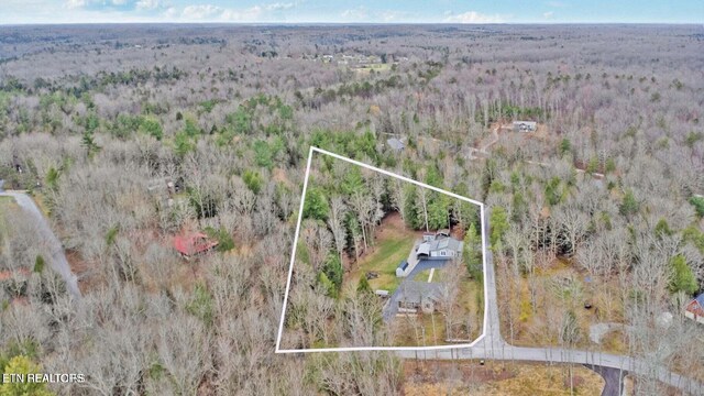 1096 Circle Dr, Jamestown, TN 38556 - aerial view of property's location with property boundaries highlighted and a heavily wooded area