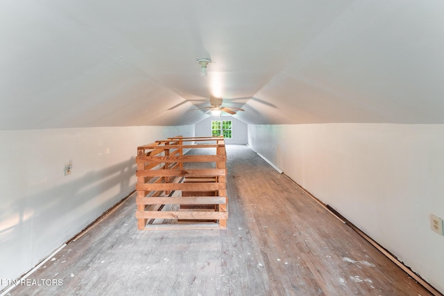 2530 Roslin Rd, Deer Lodge, TN 37726 - additional living space with vaulted ceiling, wood finished floors, and a ceiling fan