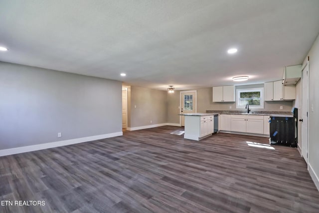1700 E 1st St, Crossville, TN 38555 - kitchen with open floor plan, recessed lighting, white cabinetry, a peninsula, and dark wood-type flooring