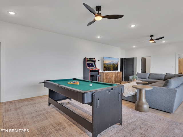 1848 Mountain Ash Way, Sevierville, TN 37876 - recreation room featuring ceiling fan, billiards, recessed lighting, and light wood-type flooring