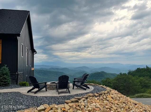 1848 Mountain Ash Way, Sevierville, TN 37876 - view of patio / terrace featuring a fire pit and a mountain view