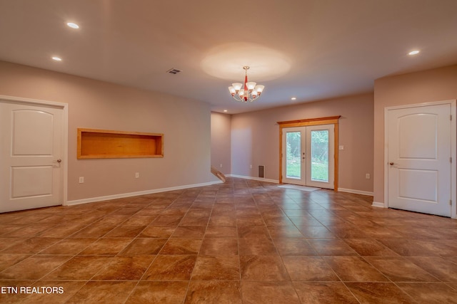 150 Ray Cross Rd, Harriman, TN 37748 - spare room featuring recessed lighting, a chandelier, and tile patterned floors
