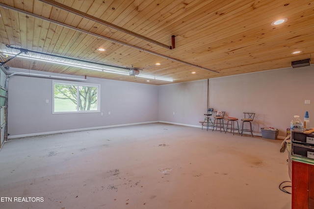 150 Ray Cross Rd, Harriman, TN 37748 - garage featuring wooden ceiling and recessed lighting