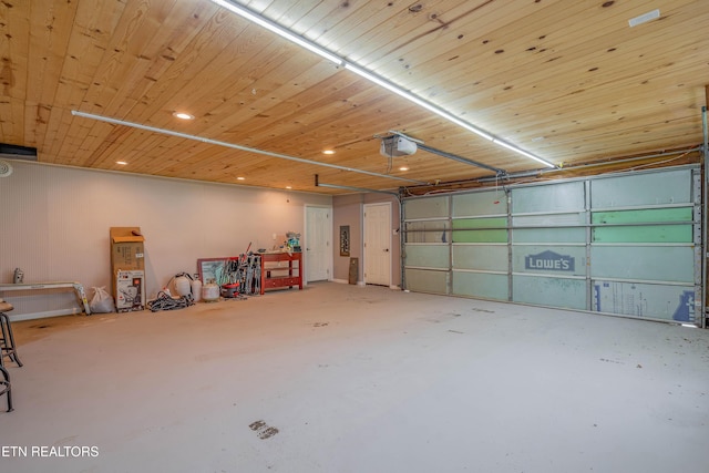 150 Ray Cross Rd, Harriman, TN 37748 - garage with a garage door opener, wood ceiling, and recessed lighting