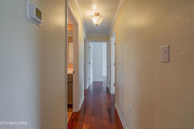 150 Ray Cross Rd, Harriman, TN 37748 - corridor featuring dark wood finished floors, ornamental molding, and a textured wall