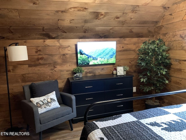 4317 Whetstone Rd, Sevierville, TN 37862 - bedroom featuring wood finished floors, wooden walls, wooden ceiling, and vaulted ceiling