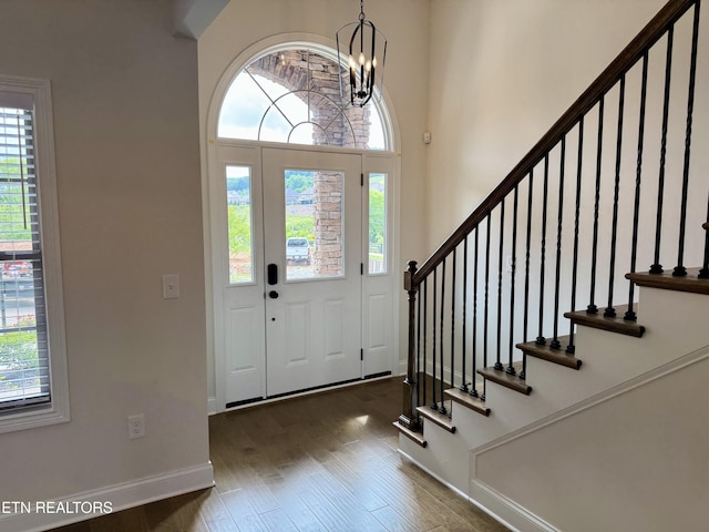2107 Lantern Park Ln, Knoxville, TN 37932 - entrance foyer featuring plenty of natural light, wood finished floors, stairs, and a high ceiling