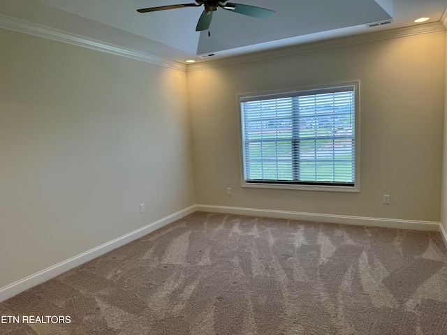 2107 Lantern Park Ln, Knoxville, TN 37932 - empty room featuring ceiling fan, ornamental molding, carpet, and recessed lighting