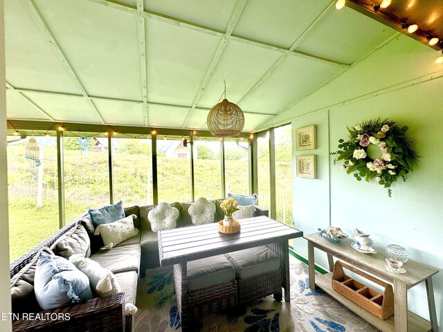 135 Whisper Creek Rd, Lafollette, TN 37766 - sunroom / solarium with outdoor lounge area and vaulted ceiling