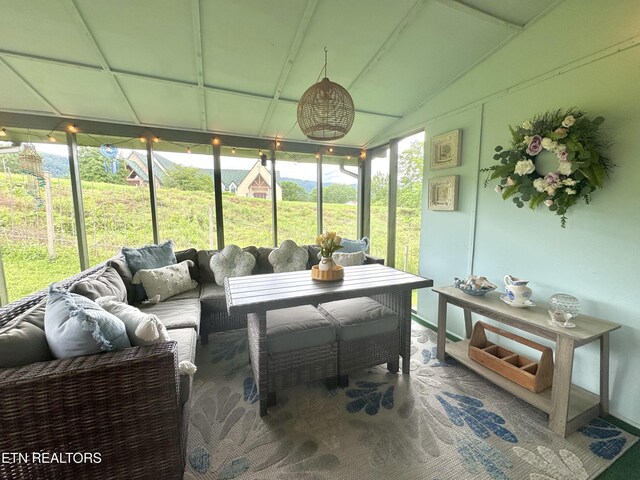 135 Whisper Creek Rd, Lafollette, TN 37766 - sunroom featuring an outdoor living space and vaulted ceiling