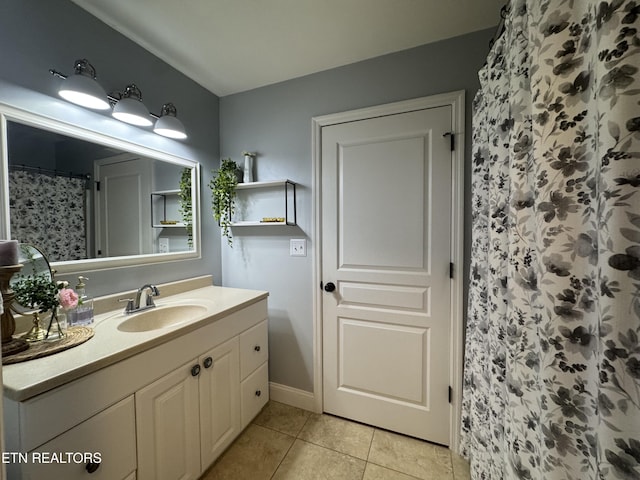 135 Whisper Creek Rd, Lafollette, TN 37766 - full bathroom with tile patterned flooring, vanity, and a shower with curtain