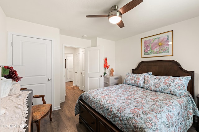 1426 Mesquite Dr, Sevierville, TN 37876 - bedroom featuring dark wood-style flooring and a ceiling fan