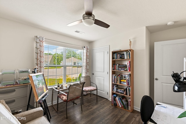 1426 Mesquite Dr, Sevierville, TN 37876 - office featuring a ceiling fan and dark wood-type flooring
