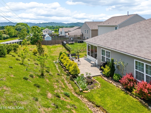 1426 Mesquite Dr, Sevierville, TN 37876 - view of yard with a patio area, a residential view, and a mountain view