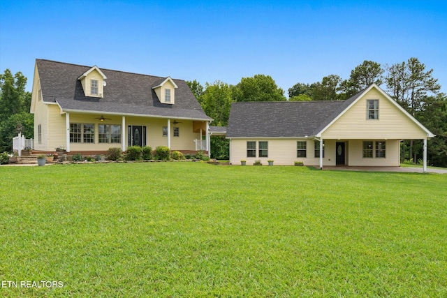 171 Wrenwood Way, Greenback, TN 37742 - view of front facade featuring ceiling fan, a front yard, a porch, and a shingled roof