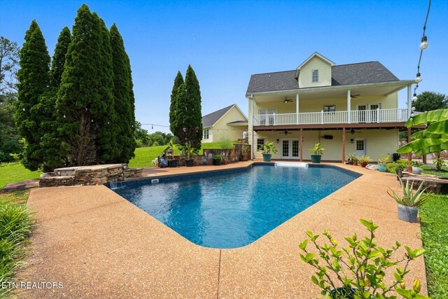 171 Wrenwood Way, Greenback, TN 37742 - swimming pool with a ceiling fan, french doors, and a patio area