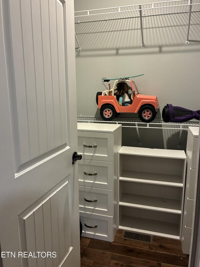 257 Holt Ridge Rd, Tazewell, TN 37879 - walk in closet featuring dark wood-type flooring