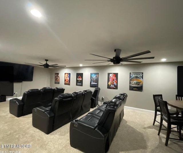 257 Holt Ridge Rd, Tazewell, TN 37879 - carpeted cinema room with ceiling fan and recessed lighting