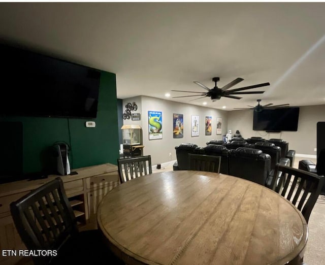 257 Holt Ridge Rd, Tazewell, TN 37879 - dining space featuring ceiling fan and recessed lighting