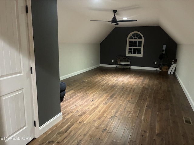 257 Holt Ridge Rd, Tazewell, TN 37879 - additional living space featuring dark wood finished floors, ceiling fan, and lofted ceiling