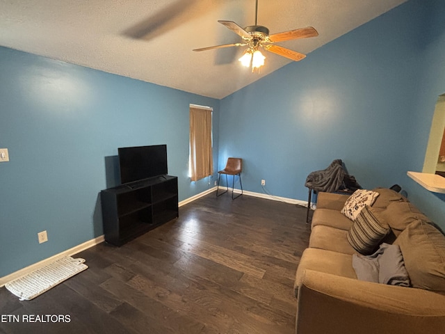 8022 Intervale Way, Powell, TN 37849 - living room featuring lofted ceiling, wood finished floors, and ceiling fan