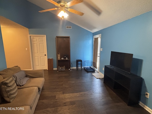 8022 Intervale Way, Powell, TN 37849 - living room featuring vaulted ceiling, wood finished floors, and ceiling fan