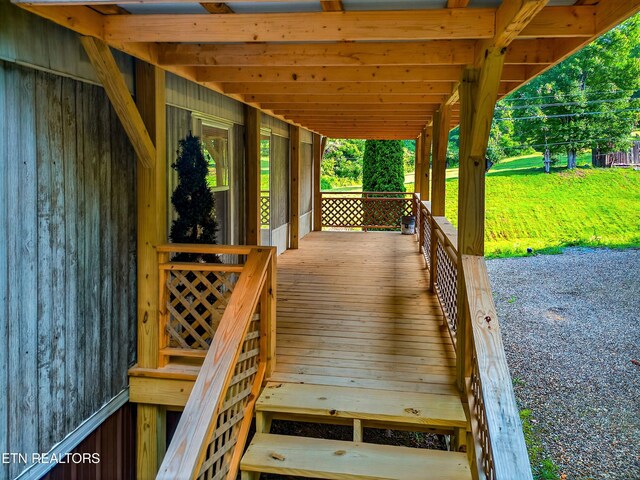 4334 Big Creek Rd, Hartford, TN 37753 - wooden porch with a yard
