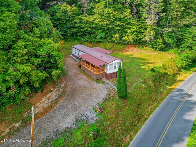 4334 Big Creek Rd, Hartford, TN 37753 - aerial view of property and surrounding area with a heavily wooded area