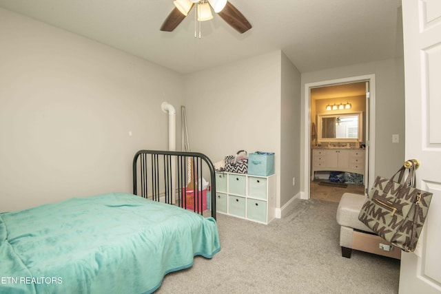 1359 Byrd Cir, Kingston, TN 37763 - bedroom featuring carpet floors, a ceiling fan, and connected bathroom