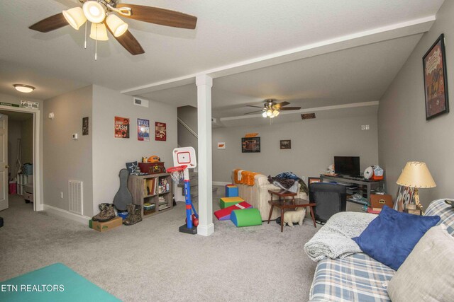 1359 Byrd Cir, Kingston, TN 37763 - carpeted living area featuring a ceiling fan and baseboards