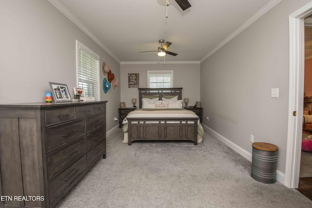 1359 Byrd Cir, Kingston, TN 37763 - bedroom featuring crown molding, light colored carpet, and a ceiling fan