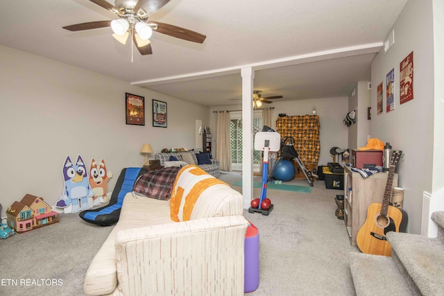 1359 Byrd Cir, Kingston, TN 37763 - living room featuring carpet and a ceiling fan