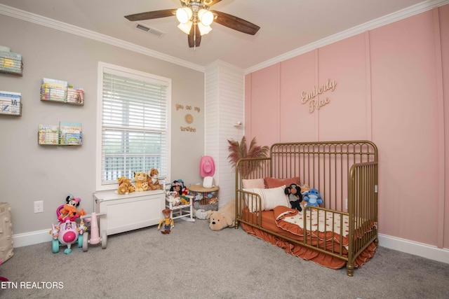 1359 Byrd Cir, Kingston, TN 37763 - bedroom with crown molding, carpet, and a ceiling fan